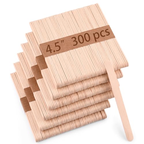 Sakolla 300 Pcs 4.5" Length Popsicle Wooden Sticks, Natural Birch Wood - size: 300 Pcs Wooden Sticks