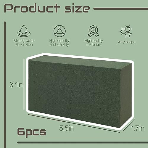 6 Pcs Floral Foam Blocks 5.5x3.1x1.7in Florist Foam for Flower Arrangements - size: 6Pcs-(5.5" x 3.1" x 1.7")