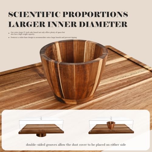 17" Acacia Wood Cake Stand with Lid, Rectangle Cake Stand,