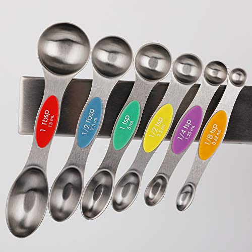 Magnetic Measuring Spoons Stainless Steel Dual Sided Teaspoons Tablespoons - color: Color 6
