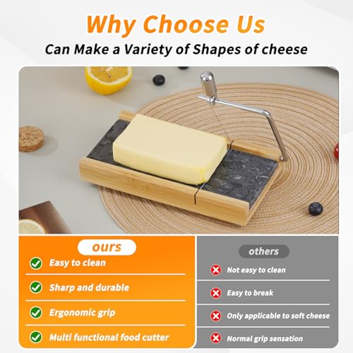 Tianman Marble Cheese Slicer/Cutter & 4 Cutting Wires,Heavy Duty8.27"x 4.4" - color: Black
