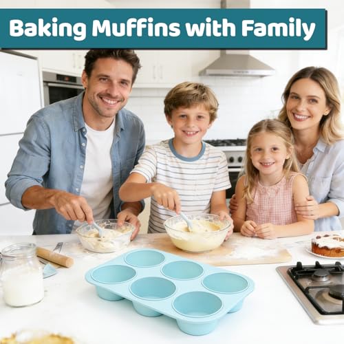 CAKETIME Jumbo Muffin Pan, 6 Cup Silicone 3.5 Inch Large Muffin Tin for Baking Giant Homemade Muffins, Cupcakes, Frittatas Non Stick - size: Jumbo 6-Cup