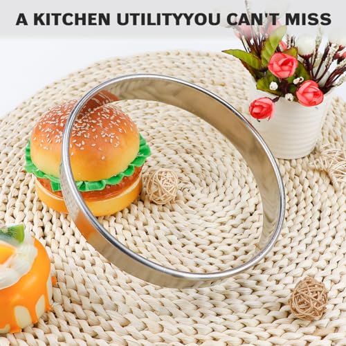 7 Inch Round Cookie Cutter - Stainless Steel Muffin Doughnut Ring Mold for Mini Pizzas, Pastries - size: 7 inches