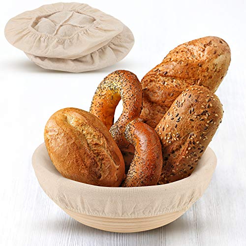 Tatuo 6 Pack Banneton Bread Proofing Cloth Liner, 10" Oval, 9" Round
