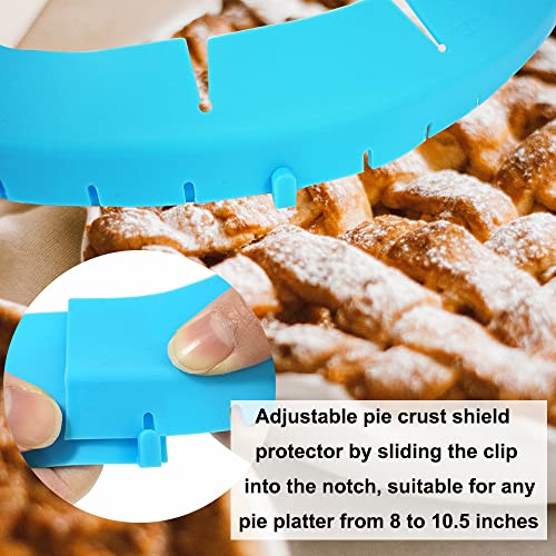 Adjustable Pie Crust Shield Protector Pie Edge Protector Tools Round Silicone Baking Cake Pizza Cover BPA-Free for Halloween Christmas Baking Fits 8-11.5 Inches Pie - color: ZA-Red-2pcs+Blue-2pcs
