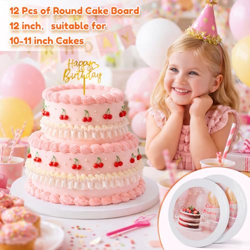 12PCS Cake Boards 12 inch Round, 1/2" Thick White Cake Drums - color: 1/2in-12pcs-12in