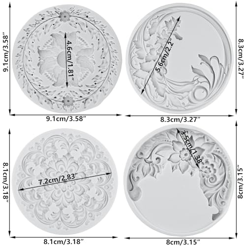 Baroque Frame Flower Lace Wreath Fondant Silicone Molds Set of 4 - color: Style O