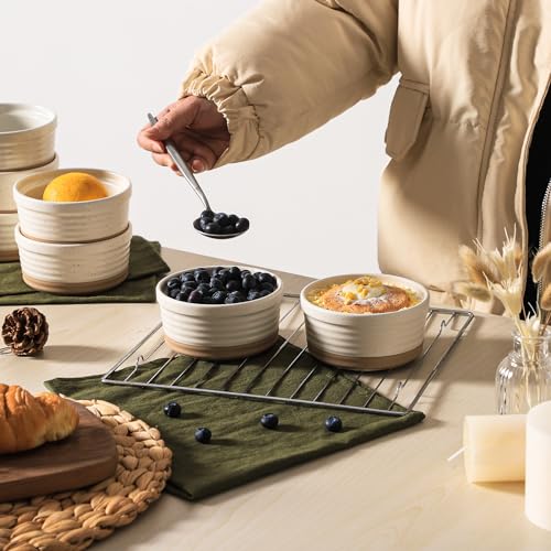 Frewinky Ceramic Ramekins 10 oz Set of 6 for Creme Brulee and Souffle Cups - size: 10oz
