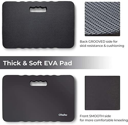 Ohuhu Premium Thick Kneeling Pad, 2-Pack Large Comfortable Gardening Knee Mat with 2 Different Surfaces, Extra Thick Knee Cushion Kneeler for Gardening Work Baby Praying, Gifts for Women Men Seniors - color: Black
