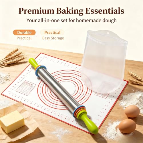 3-in-1 Adjustable Rolling Pin with Handle