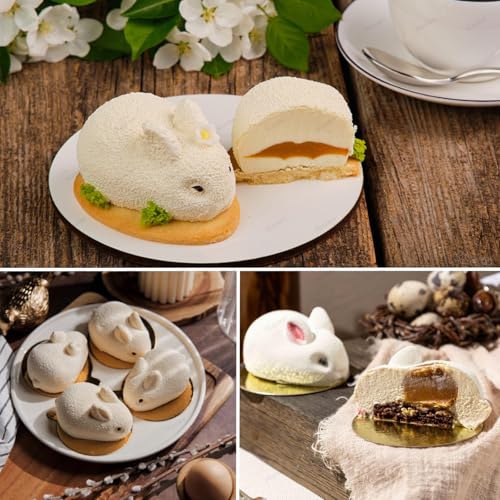 Silicone Easter Mousse Cake Mold Nonstick Baking Chocolate Jelly Pudding Molds for Easter Birthday Ice Cream Loaf Muffin Candy Pie Bread Soap (Little Rabbit 6 Cavities) - color: Little Rabbit 6 Cavities