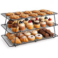 Cooling Rack 16"x10", 3-Tier Stackable & Collapsible Cooling Racks - color: Black, size: 3-Tier-SL