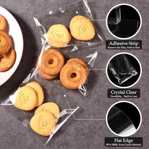 CUZAFO 300 PCS 4x6 Inches Clear Self Sealing Cellophane Bags, Resealable Cookie Bags, Candy and Products - size: Standar (4x6 inch)
