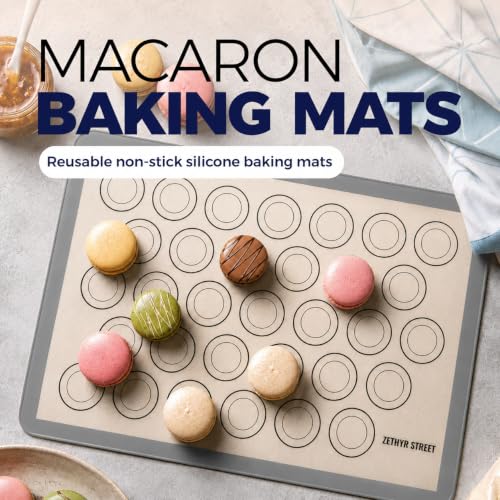 Macaron Baking Mat Silicone Non Stick, 3/4 Sheet Reusable Pack of 3 Gray - color: Macaron Baking Mats Gray, size: 3/4 Size Pack Of 3