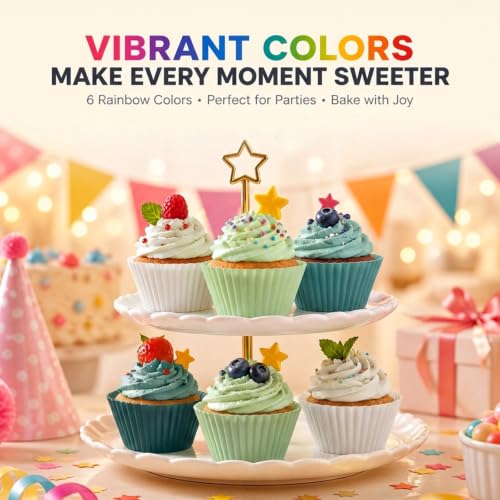 Reusable Silicone Baking Cups, 12-Pack, Nonstick Muffin Liners, Oven Safe - color: Multicolor