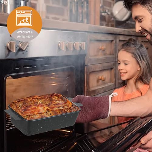 Walooza 9x5 Meatloaf Pan with Drain Tray, Heavy-Gauge Carbon Steel Nonstick Loaf Pan for Baking Bread, Oven-Safe Healthy Baking Pan for Meatloaf, Banana Bread, Sandwich Bread - size: 9X5 Meatloaf Pan (1-pack)