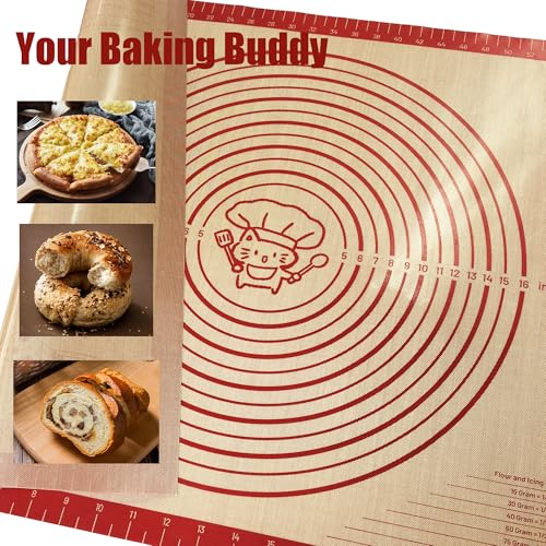 28" x 20" Silicone Baking Mat with Measurements, Red
