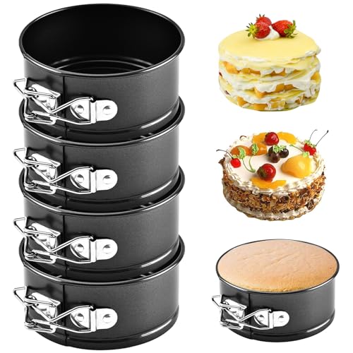 4 Inch Springform Pans Set of 4, Mini Cheesecake Pans with Removable Bottom