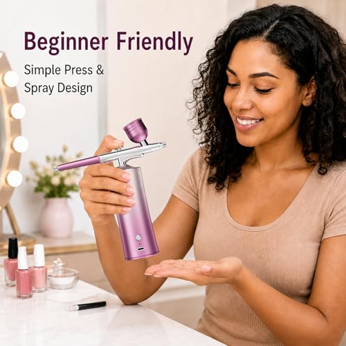 cordless airbrush kit comes with adjustable air pressure, suitable for nail art, airbrush makeup, model painting, hair tinting, cake decorating and graffiti creation