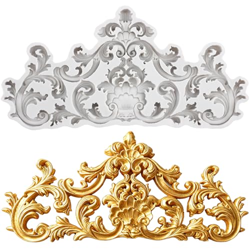 Lingzhi Baroque Style Fondant Molds Curlicues Scroll Lace Silicone Mold - color: Style Q