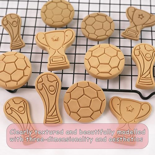 8 Pcs Sports Ball Cookie Cutters with Plunger Set 3D Soccer Cookie Stamps - color: Ball Cookie Cookie