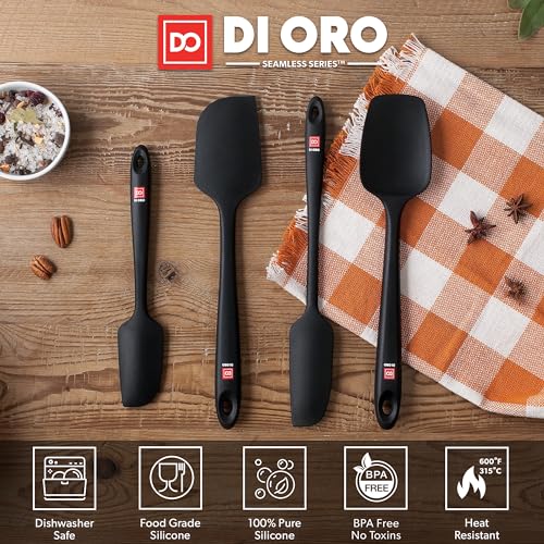 DI ORO Silicone Spatula Set - 600F Heat Resistant, 4-Pc Black - color: Black