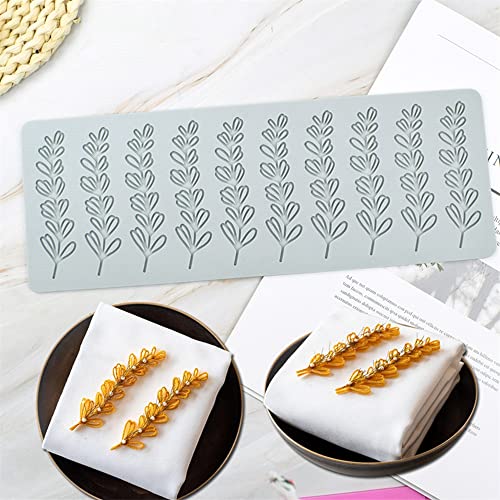 TUKE 3D Hollow Lace Fondant Molds Fruits Leaf Shape Lace Mat Party Cake Decoration Tool Cupcake Mat Silicone Molds for Polymer Clay Chocolate Baking Gummy Mould (Leaf_12x4.4x0.16inch_N) - size: Leaf_12x4.4x0.16inch_N