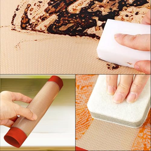 Pack of 3 Basics Silicone, Non-Stick, Food Safe Baking Mat, Rectangular, Cookies, Macaroons, Bread(Red 0.4mm) - color: Red1