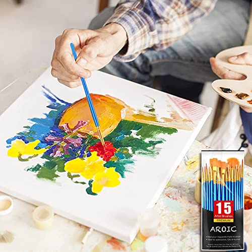 AROIC Acrylic Paint Brush Set, 15 pcs Nylon Hair Paint Brushes - color: Blue, size: 15pcs-blue