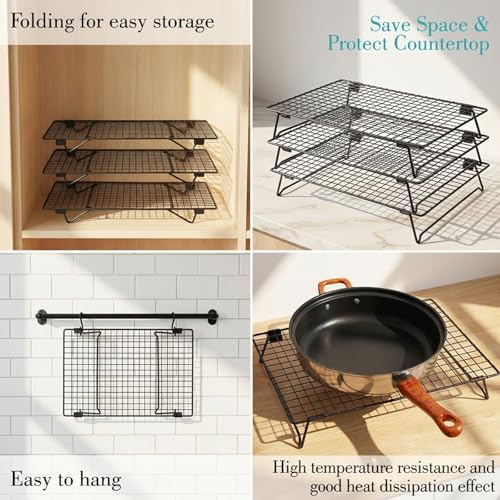 Kifmurase 3-Tier Stackable Baking Racks Cooling Carbon Steel Wire Rack