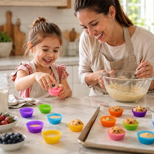 Mini Silicone Muffin Cups & Cupcake Liners 2 in, Round, 24 Count