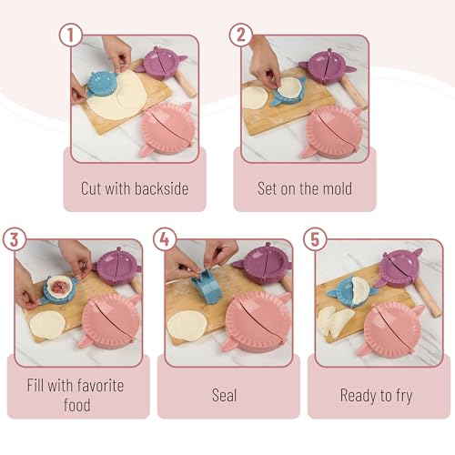 BTaT- Dough Press Set, 3 Pack, Dumpling, Empanada, Pastry and Turnover Press, Hand Pie Maker, Meat Pie Cutter - color: Assorted Colors 2