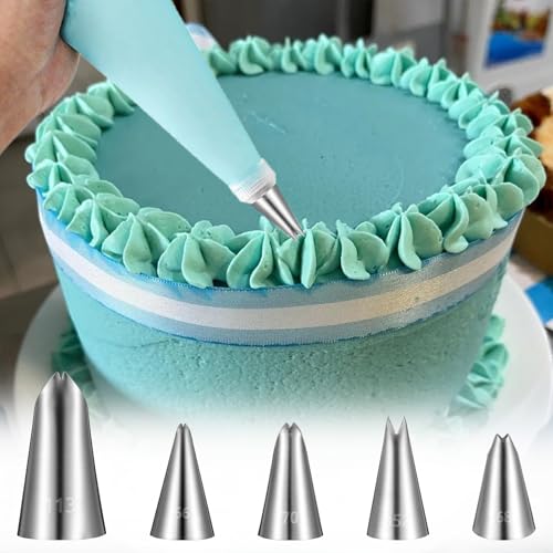 5pcs Leaf Piping Tips, Cake Decorating Tube Tips Set Leaf Shape Piping Tip for Cupcakes Stainless Steel Icing Nozzles for Pastry Fondant DIy Baking Tools Flower Nails Cake Decorating Tools