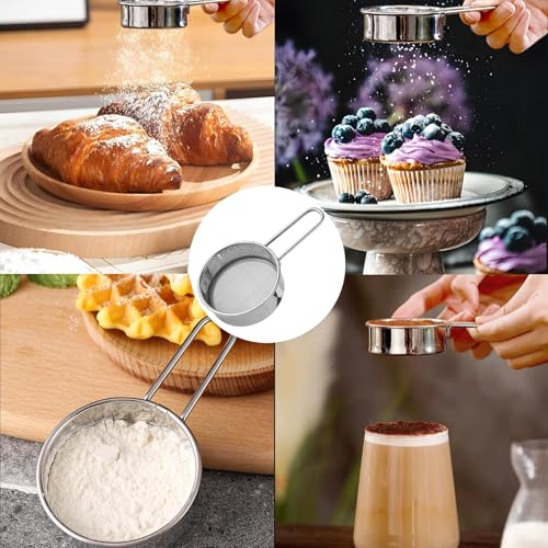 Mini Stainless Steel Flour Sifter 4.33" Fine Mesh Baking Sieve with Handle