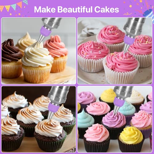 Dessert Decorating Syringe Set, Frosting Piping Kit Stainless Steels - color: Purple