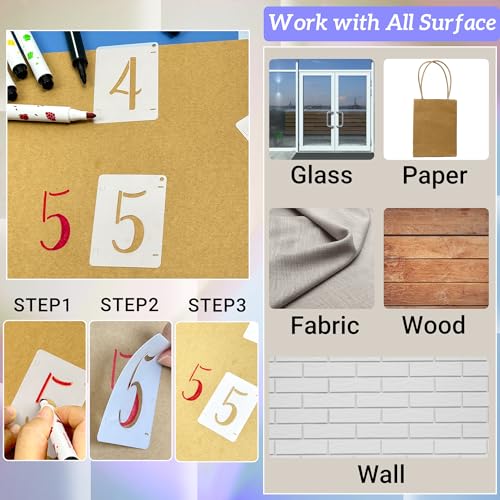 66 Pcs Letter Stencils ReusableTemplates Symbol Numbers Interlocking Stencil Kit Plastic Number Stencils for Wood,Wall,Paper,Fabric,Glass,Signage,DIY Art Projects(4 Inch) - style: 4 Inch Stencil