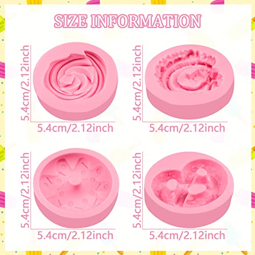 4 Pcs Donut Fondant Molds 4Pcs Cookie Silicone Molds - color: F-25