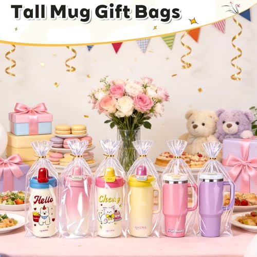 PigPotParty Cellophane Gift Bags 8x14 Inch, 100 Pack, Clear Goodie Bags - color: 8x14 Inch (Pack of 100)