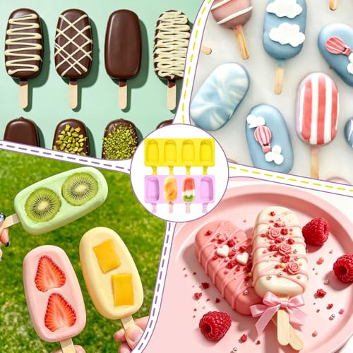 Popsicle Ice Cream Mold, 2-Pack Large Cakesicles Molds Silicone 8-Cavity