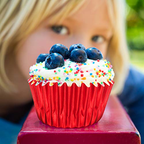 Sumind 400 Pcs Mini Foil Cupcake Liners Holiday Baking Cups,Red - color: Red