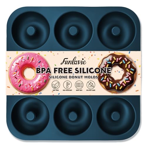 Large Silicone Donut Pan for Baking,9 Cavity Non-Stick Food Molds - color: Navy Blue