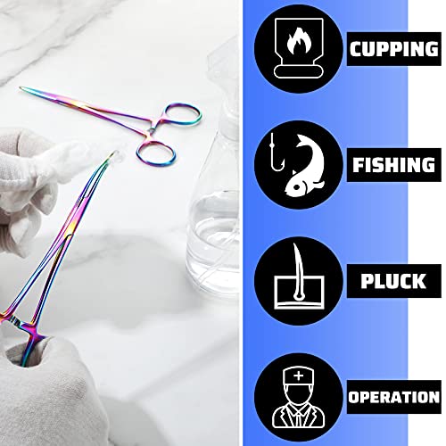 BBTO 2 Pcs Hemostat Forceps Curved Straight, Piercing Pliers,Colorful - color: Colorful