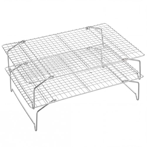 P&P CHEF 2 Tier Stackable Cooling Racks for Cooking and Baking, 15" x 10"