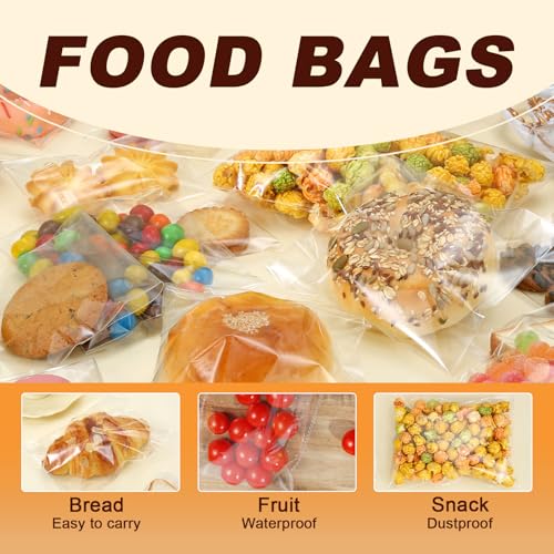 6"x9" 3.2Mil Clear Cellophane Bags Self Sealing Cookies Bags 200PCS Self Adhesive Resealable Cello Bag for Packaging Party Favors Gifts, Thick - color: 6"x9"-200PCS