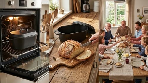 4.5QT Cast Iron Loaf Oven Pan - 11.3"x6.5"x4.3" Heavy Duty Sourdough Bread Pan kit - 5QT with Lid Handles Lame, for home baking - color: Bread Pan set -1