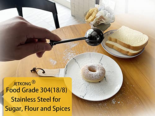JETKONG Baker's Dusting Wand for Sugar, Flour and Spices, Stainless Steel Powdered Sugar Shaker Duster Sifter, Set of 2 (Black) - color: Black, size: 2 Pcs Small