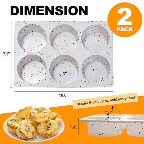 Silicone Egg Bite Molds, 2 Pack Silicone Egg Molds Frittata Pan, Deep 3 Inch Dash Egg Cups Sous Vide Egg Mold Round Rolls Molds for Egg Breakfast Sandwiches Omelets Dinner Rolls Baking - White - color: White, size: Round-2pcs