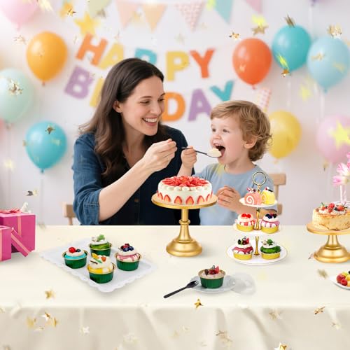 EUSOAR Cupcake Liners and Sporks Individually Wrapped, 120pcs 5oz Disposable Ramekins Aluminum Mini Muffin Pans with Lids, Foil Baking Cups Creme Brulee Holders for Picnic Wedding Birthday Gathering - color: Emerald/Gold