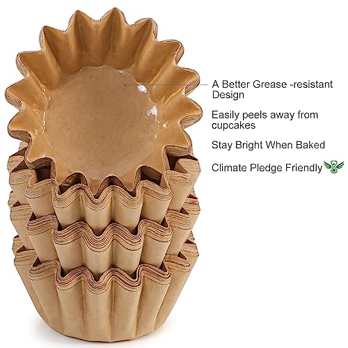 Caperci Heavy Duty Natural Mini Cupcake Liners Small Muffin Cups for Baking - color: Natural