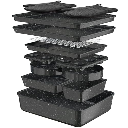 Wildone 13-Piece Baking Pans Set, Nonstick Bakeware Sets, Black - color: Black